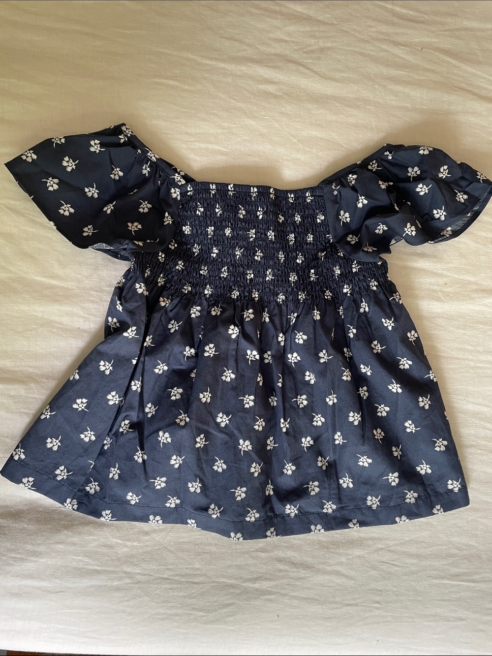 Andy & Evan Navy Floral Smocked Blouse